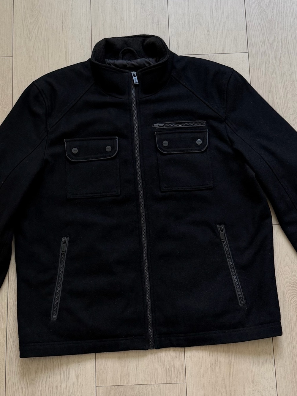 Guess Black Quilted-Lined Zip Jacket